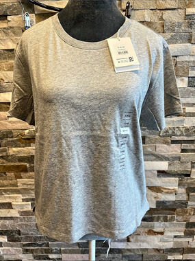 Free Assembly Cotton Cropped Boxy Tee Men's Short Sleeve Gray Small